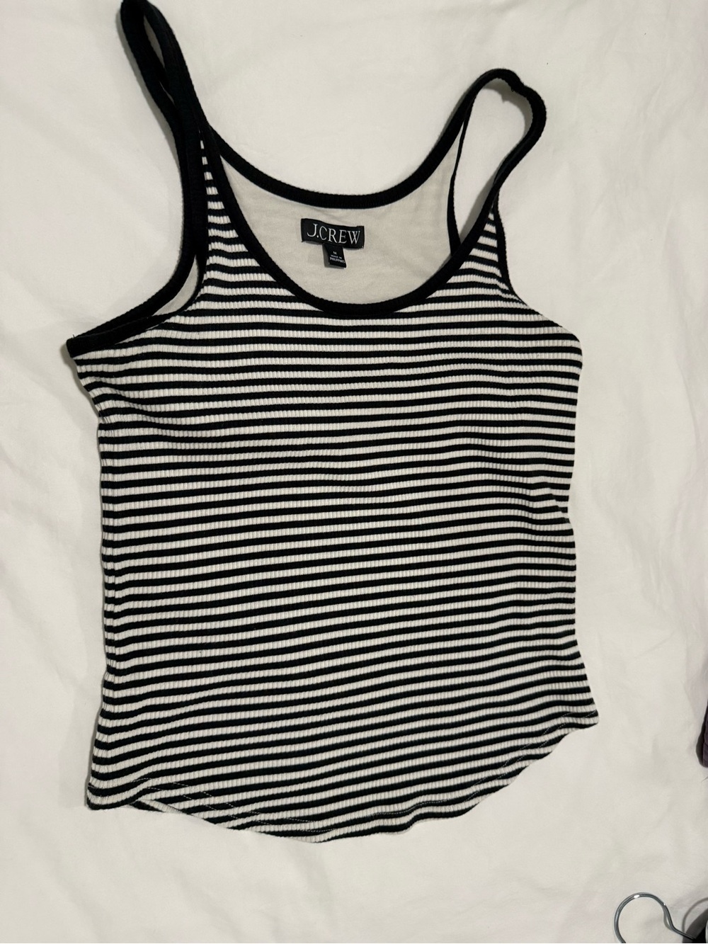 J. Crew Black & White Striped Ribbed Tank Size Medium